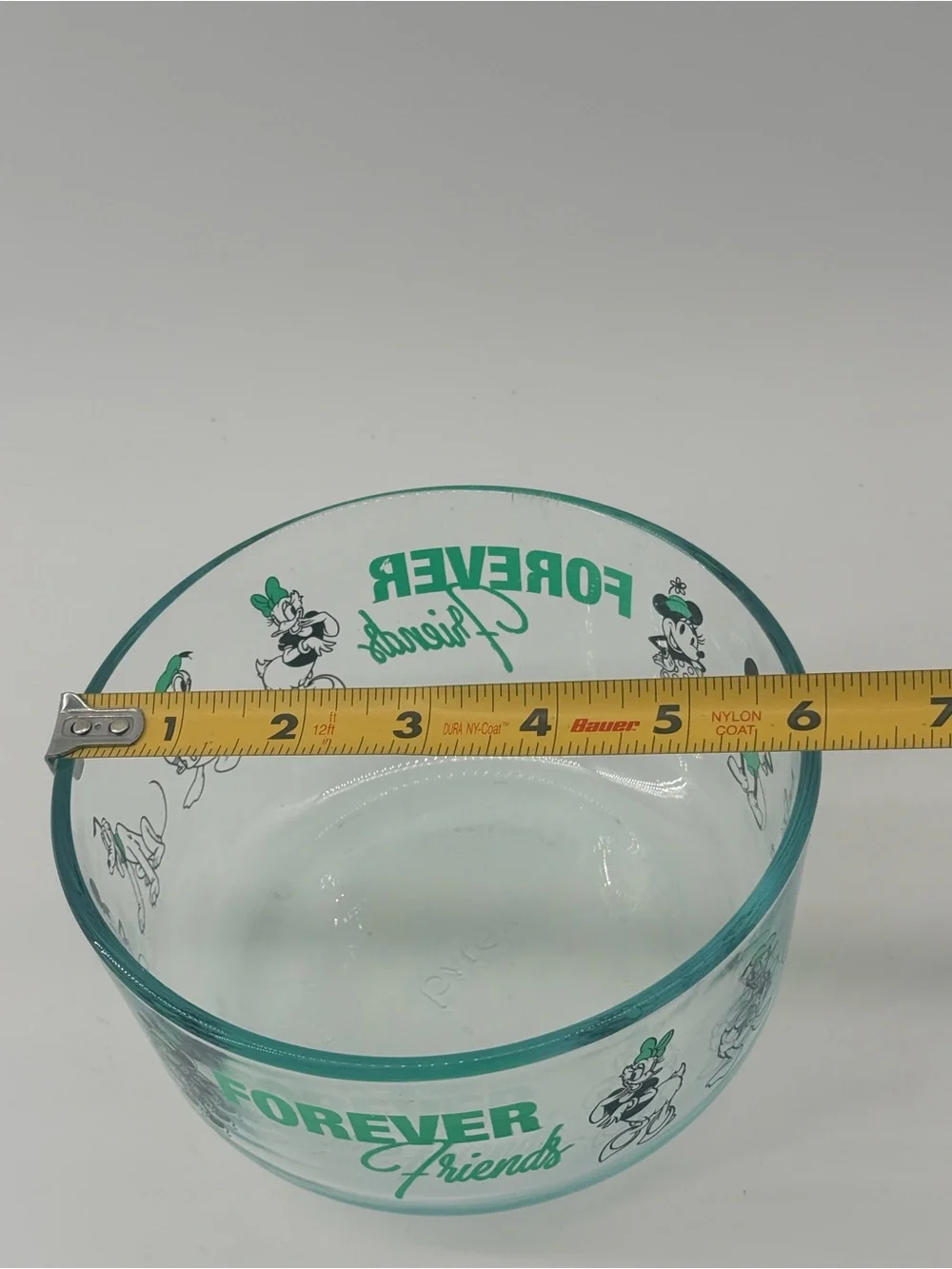 Disney Clear Glass Bowl with Green Daisy Duck & Friends Graphics
